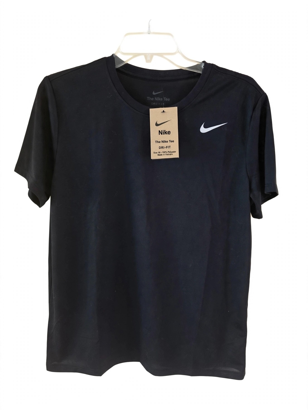 Nike Women's Black Short Sleeve Tee with White Swoosh Size Med